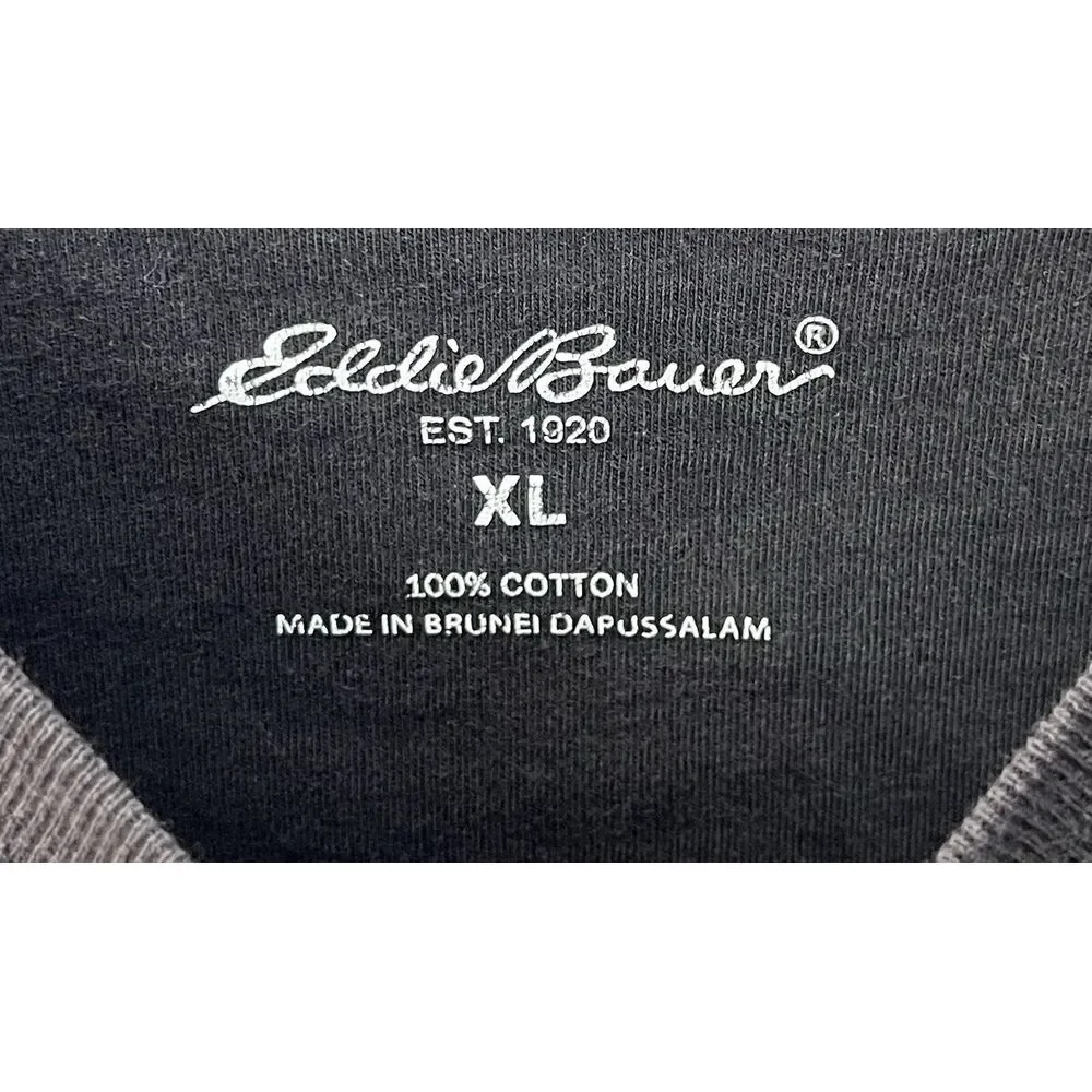 Eddie Bauer Shirt Mens Size XL Black Cotton Long Sleeve‎ Crew Neck Pullover